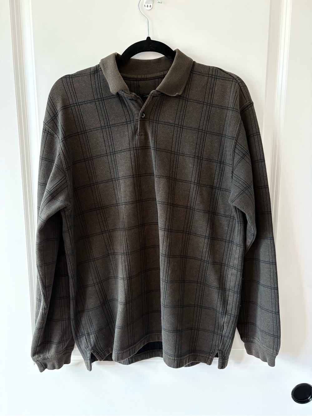 Van Heusen brown Plaid Long-Sleeve Polo